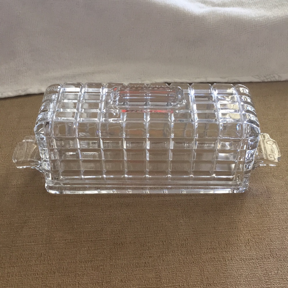 RARE Vintage Heisey Victorian Clear 1/4 Pound Covered Butter Dish with Handles